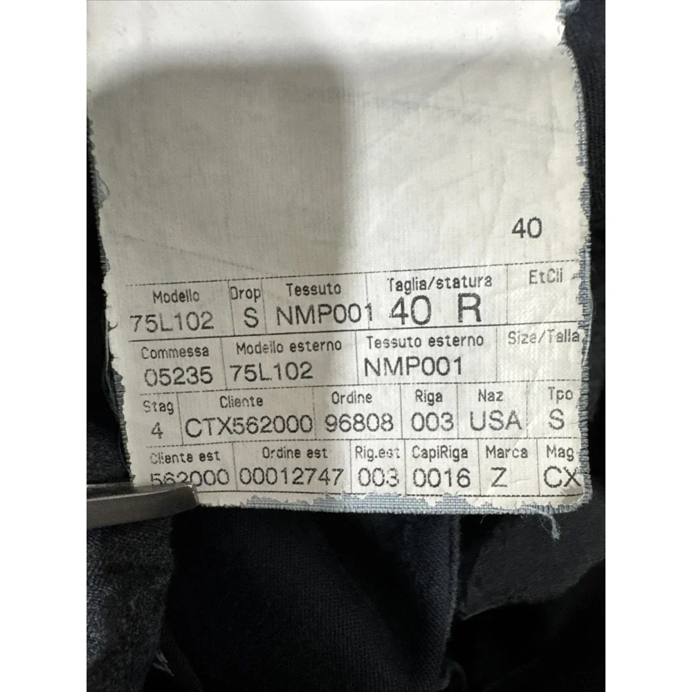 Ermenegildo Zegna 40R Dark Gray 100% Wool‎ 75L102 Pleated Mens Dress Pants
